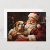 Weihnachtsmann mit englischem Bulldog Postkarte (Vorne/Hinten)