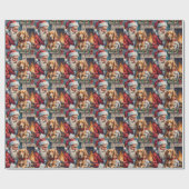 Weihnachtsmann mit Englischem Setter Weihnachtskun Geschenkpapier (Flach)