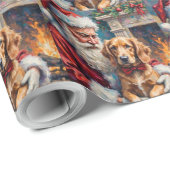 Weihnachtsmann mit Englischem Setter Weihnachtskun Geschenkpapier (Rolleneckpunkt)