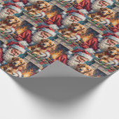 Weihnachtsmann mit Englischem Setter Weihnachtskun Geschenkpapier (Ecke)