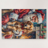 Weihnachtsmann mit Englischem Setter Weihnachtskun Puzzle (Horizontal)