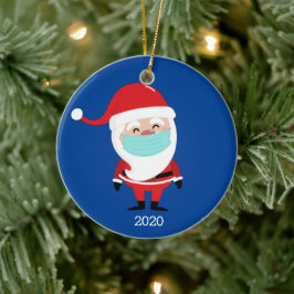 Weihnachtsmann mit Facemask 2020 Weihnachten Keramik Ornament