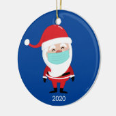 Weihnachtsmann mit Facemask 2020 Weihnachten Keramik Ornament (Links)