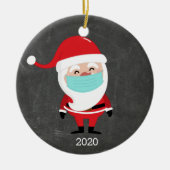 Weihnachtsmann mit Facemask 2020 Weihnachten Keramik Ornament (Vorne)