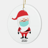 Weihnachtsmann mit Facemask 2020 Weihnachten Keramik Ornament (Links)