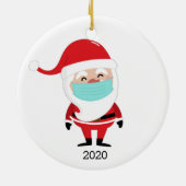 Weihnachtsmann mit Facemask 2020 Weihnachten Keramik Ornament (Hinten)