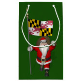 Weihnachtsmann mit Fahne von Maryland Kleine Geschenktüte (Rückseite)