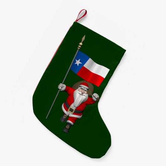 Weihnachtsmann mit Fahne von Texas Kleiner Weihnachtsstrumpf (Vorderansicht (hängend))