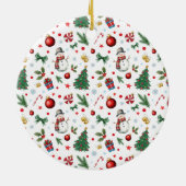 Weihnachtsmann mit festem Muster Frohe Weihnachten Keramik Ornament (Hinten)