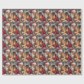 Weihnachtsmann mit finnischer Lapphund-Weihnachtsk Geschenkpapier (Flach)