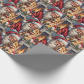 Weihnachtsmann mit finnischer Lapphund-Weihnachtsk Geschenkpapier (Ecke)