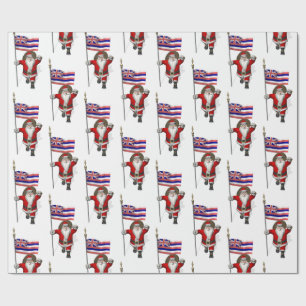 Weihnachtsmann mit Flagge von Hawaii Geschenkpapier