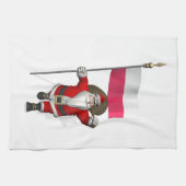 Weihnachtsmann mit Flagge von Polen Geschirrtuch (Horizontal)