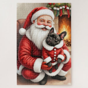 Weihnachtsmann mit französischer Bulldogge - Weihn Puzzle
