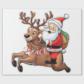 Weihnachtsmann mit Friedensgeschenken Geschenkpapier (Flach)