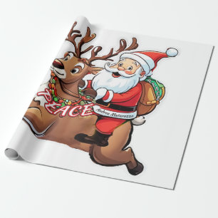 Weihnachtsmann mit Friedensgeschenken Geschenkpapier