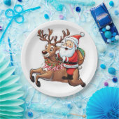 Weihnachtsmann mit Friedensgeschenken Pappteller (Party)