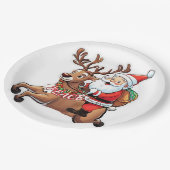 Weihnachtsmann mit Friedensgeschenken Pappteller (Schrägansicht)