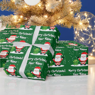 Weihnachtsmann mit Frosch Cartoon-Spaß für Kinder  Geschenkpapier