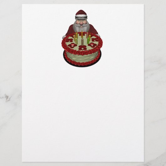 Weihnachtsmann mit Geburtstagskuchen (Vorderseite)