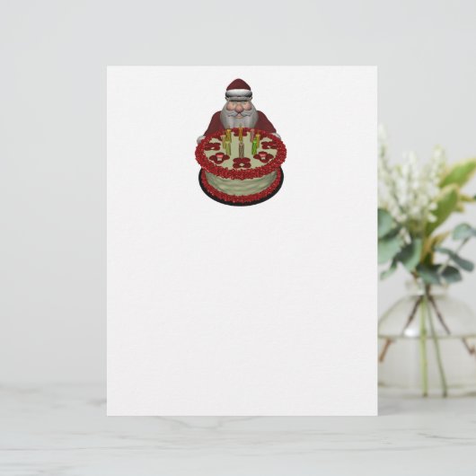 Weihnachtsmann mit Geburtstagskuchen (Stehend Vorderseite)