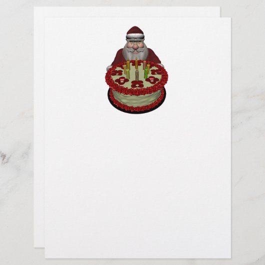 Weihnachtsmann mit Geburtstagskuchen (Vorne/Hinten)