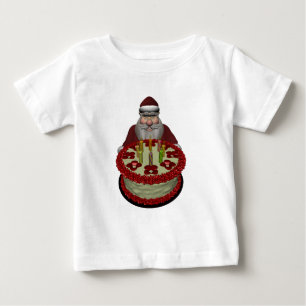Weihnachtsmann mit Geburtstagskuchen Baby T-shirt