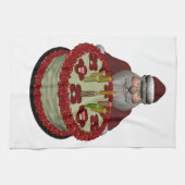 Weihnachtsmann mit Geburtstagskuchen Handtuch (Horizontal)