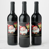 Weihnachtsmann mit Geschenk Custom Christmas Weinetikett (Flaschen)