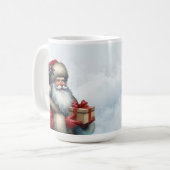 Weihnachtsmann mit Geschenk Frohen Weihnachtsfeier Kaffeetasse (Vorderseite Links)