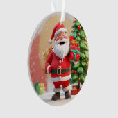 Weihnachtsmann mit Geschenk Ornament (Vorderseite)