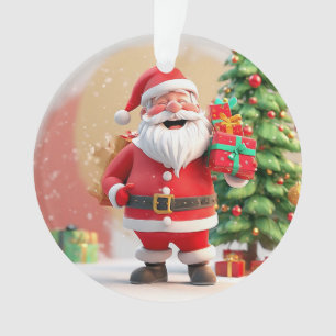Weihnachtsmann mit Geschenk Ornament