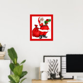 Weihnachtsmann mit Geschenk Poster (Heimbüro)