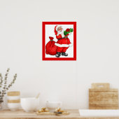 Weihnachtsmann mit Geschenk Poster (Küche)