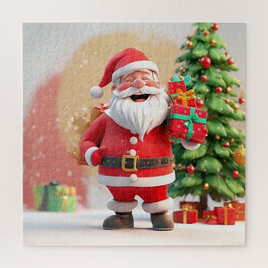 Weihnachtsmann mit Geschenk Puzzle (Vertikal)