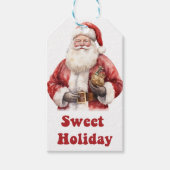 Weihnachtsmann mit Geschenken an Weihnachtsmarken Geschenkanhänger (Vorderseite)