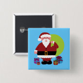 Weihnachtsmann mit Geschenken Button (Vorne & Hinten)
