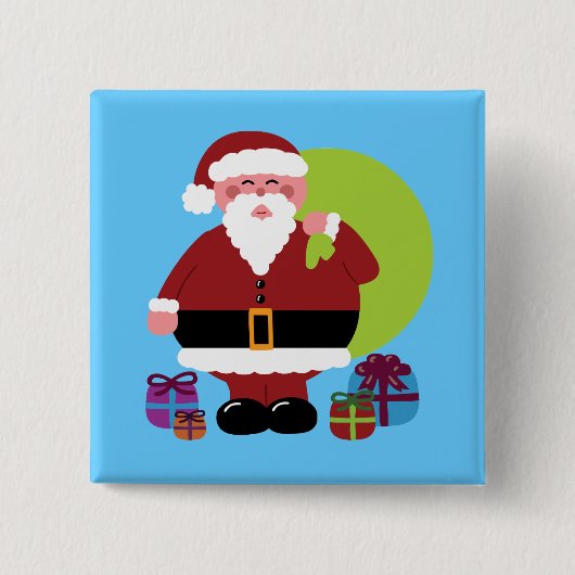 Weihnachtsmann mit Geschenken Button (Vorderseite)