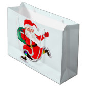 Weihnachtsmann mit Geschenken Frohe Weihnachtsgesc Große Geschenktüte (Vorderseite Schrägansicht)