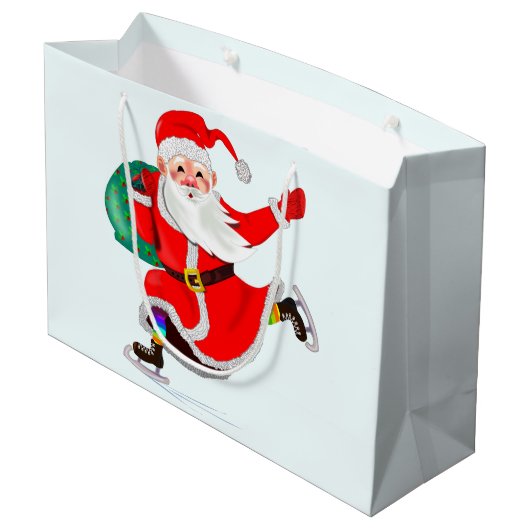 Weihnachtsmann mit Geschenken Frohe Weihnachtsgesc Große Geschenktüte (Rückseite Schrägansicht)