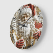 Weihnachtsmann mit Geschenken für ein frohes Weihn Große Wanduhr (Winkel)