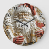 Weihnachtsmann mit Geschenken für ein frohes Weihn Große Wanduhr (Vorderseite)