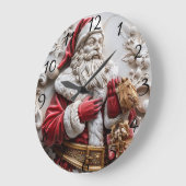 Weihnachtsmann mit Geschenken für ein frohes Weihn Große Wanduhr (Winkel)
