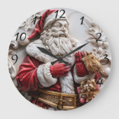 Weihnachtsmann mit Geschenken für ein frohes Weihn Große Wanduhr (Vorderseite)