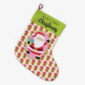 Weihnachtsmann mit Geschenken Großer Weihnachtsstrumpf (Vorderansicht (hängend))