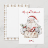 Weihnachtsmann mit Geschenken Mitteilungskarte (Vorne/Hinten)