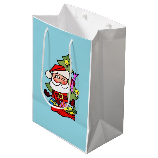 Weihnachtsmann mit Geschenken Mittlere Geschenktüte (Vorderseite Schrägansicht)