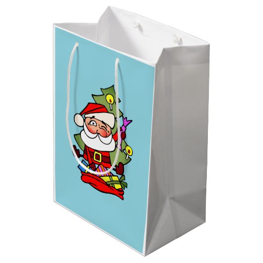 Weihnachtsmann mit Geschenken Mittlere Geschenktüte (Rückseite Schrägansicht)