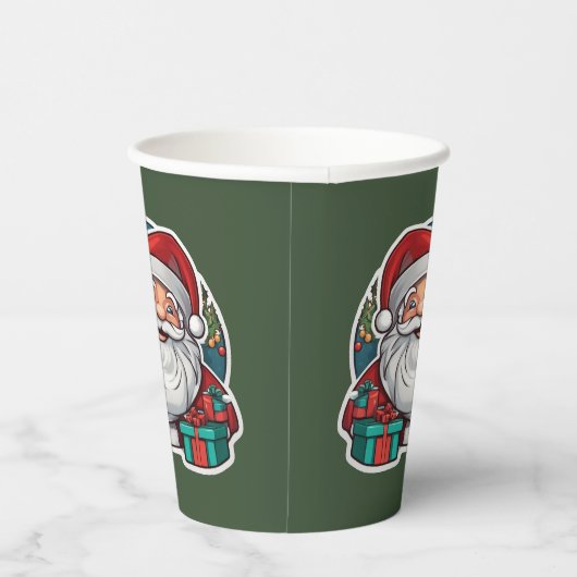 Weihnachtsmann mit Geschenken - Pappbecher (Rechts)