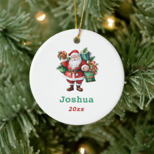 Weihnachtsmann mit Geschenken Persönlich Keramik Ornament